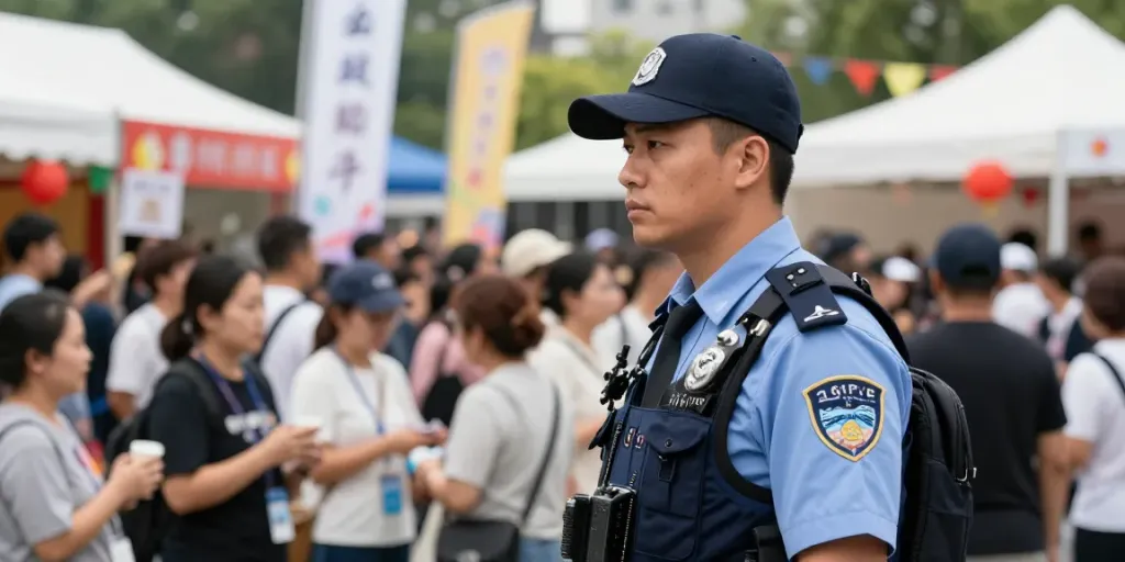 Trusted Security Guards ensuring safety at a community event, enhancing local services and professional security.