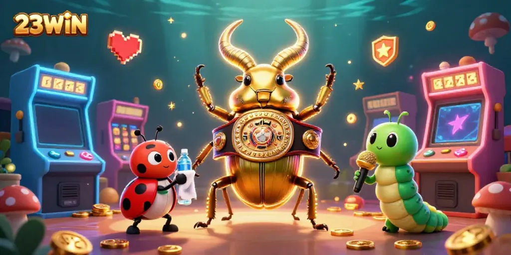 Experience the excitement of 23WIN with a dynamic casino-themed scene featuring vibrant gaming elements.