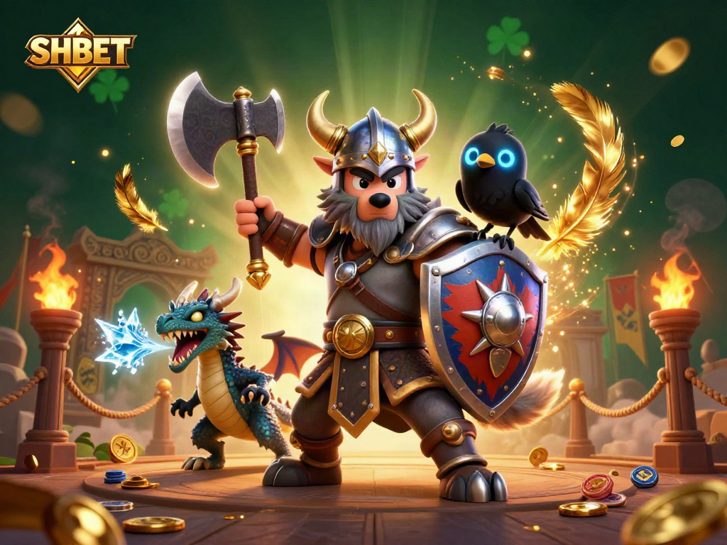 Experience thrilling gaming adventures with SHBET featuring a Viking warrior, dragon, and enchanting elements.
