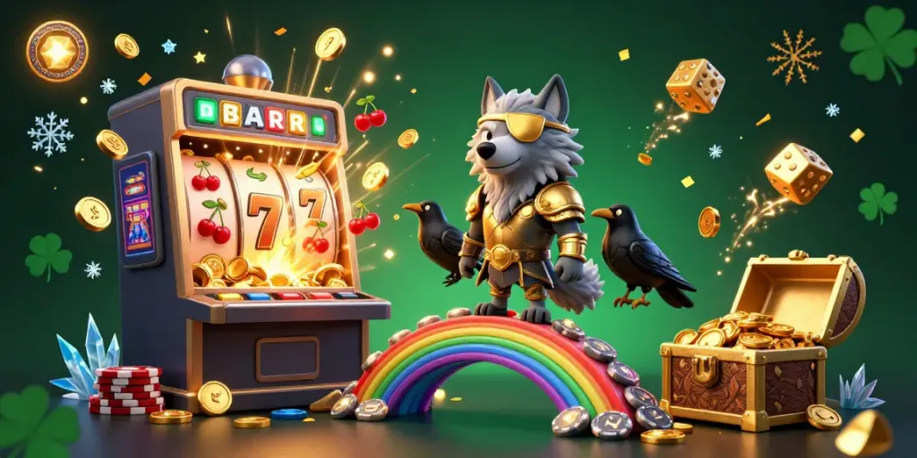 Experience the thrill of online casino real money Australia with a vibrant 3D illustration featuring Odin and casino-themed elements.