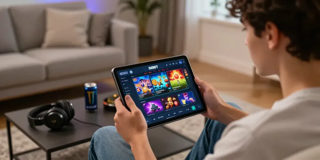 Engaging gaming experience on http://debet-onl.com in a cozy living room setting.
