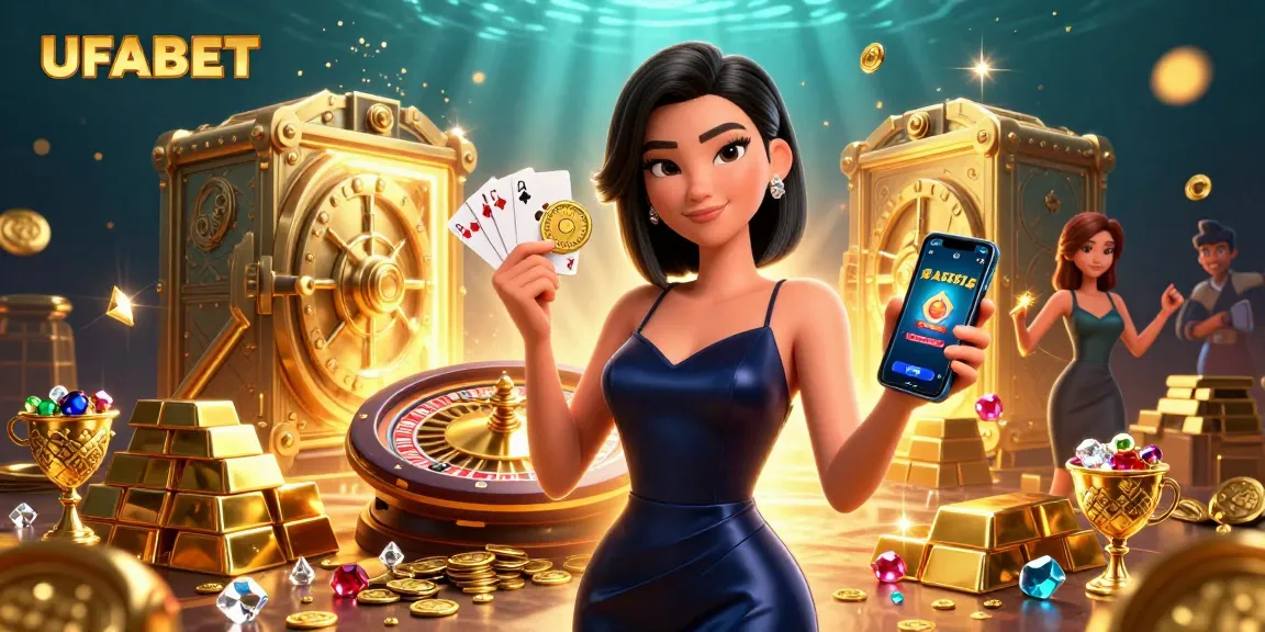 Experience thrilling bets with UFABET casino offerings through a stunning Asian woman focused on her smartphone.