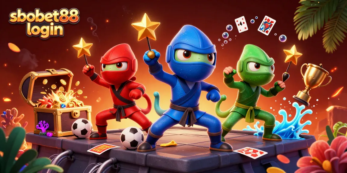 Experience sbobet88 login with vibrant casino action featuring ninja chameleons and sports betting elements.